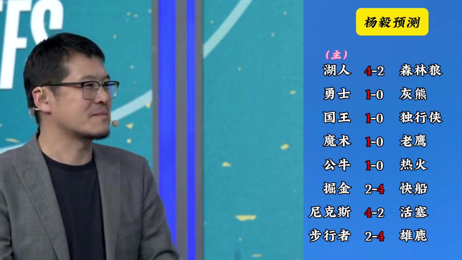 明燈來(lái)了！看看楊毅的季后賽預(yù)測(cè)：湖人4-2狼 快船4-2掘金